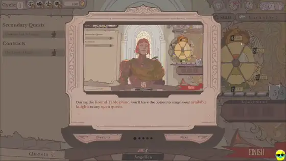 Sovereign Tower Round Table — assigning Knights to Quests with trait checks